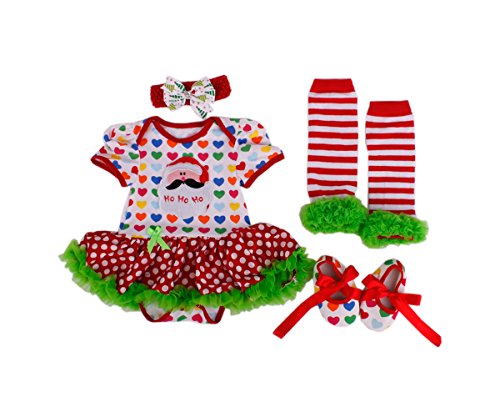 TANZKY Baby Girls’ Romper 4PCs Christma Icon Headband Shoes Leggings US Size 3M