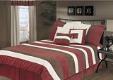 Review KingLinen  / 7Pcs Burgundy Queen Suede Comforter Set Bed in a Bag