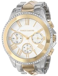 Vince Camuto Womens VC/5157SVTT Swarovski Crystal Accented Two-Tone Pyramid Bracelet Watch