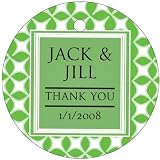 Baby Keepsake: Green Grass Circles Spring Theme Circle Shaped Personalized Thank You (Set of 60)