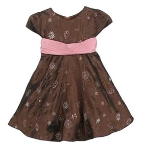 Flower Girl Dress 6M to 24M (Brown Pink or Ivory Grey)