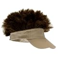Men's Adult Tan Visor with Brown Afro
