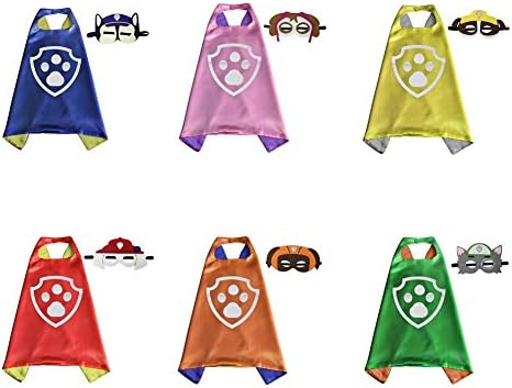 6 Sets/lot Kids Dog Patrol Capes and Masks Costumes For Children Party Cosplay (7070 cm, Dog Patrol)