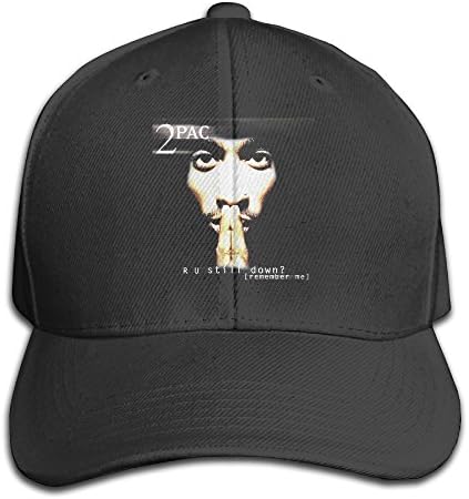 Womens Hats Tupac Shakur 2PAC Black Flat Peak Strapback Cap