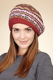 Fair Isle Beret Hat with Angora