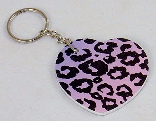24 Nail File Key Rings - Heart Shape with Pink Leopard Print, Party Favor Giveaways.