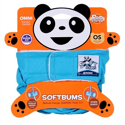 SoftBums One Size Cloth Diaper OMNI Shell - Ocean, Velcro