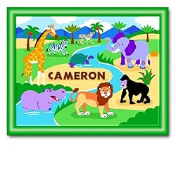 Wild Animals Large Green Personalized Print