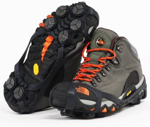 One Pair Wintersolezen No-Slip Ice Cleats Silicone Rubber Crampon Slip Ons for Boots and shoes no spike no Chain + Pouch