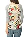 Allegra K Women Floral Prints 3/4 Raglan Sleeves Tee Shirt XL White
