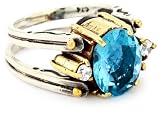 BORA Reversible Amethyst and Blue Topaz Ring, Size 7