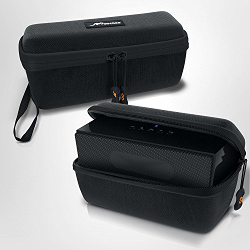 Portable Bluetooth Speaker Case, rooCASE EVA Travel Bag for Portable Bluetooth Speaker Size 7.3 x 2.4 x 2.8 inches - Pockets fit Charging Cables, for Bose Sound Link and Medium Amazon Basics Spaeker
