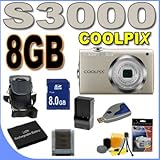 Nikon Coolpix S3000 12 MP Digital Camera w/4x Optical VR Zoom (Silver) BigV ....