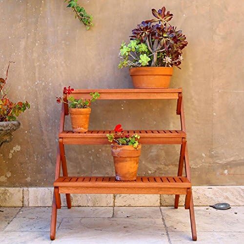 Wood Plant Stand For Outdoor Garden Decor Pot Planter Storage Holder 3 Shelves