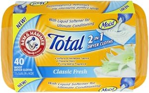 Arm & Hammer Total 2-in-1 Dryer Cloths, Classic Fresh, 40 Count