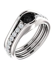 Platinum Round Cut Black and White Diamond Ring -- LIFETIME WARRANTY