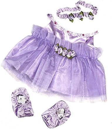 Lavender Purple Ballerina w/Slippers Dress Teddy Bear Clothes Outfit Fits Most 14" - 18" Build-a-bear, Vermont Teddy Bears, and Make Your Own Stuffed Animals