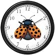 Lady Bug or Lady Bird with Spread Wings - Ladybug - JP Animal Wall Clock by WatchBuddy Timepieces (Black Frame)