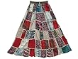 Maxi Skirt Multi Red Beige Vintage Sari Floral Patchwork Bogo Gypsy Long Skirts