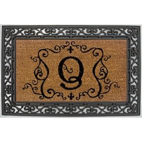 Monogram Coir Doormat Insert with Rubber Base Frame - Q by 