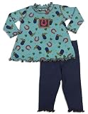 Mis Tee V-Us - Girls Long Sleeve Pant Set, Teal, Navy