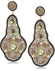 Miguel Ases Leather and Abalone Large Drop Earrings
