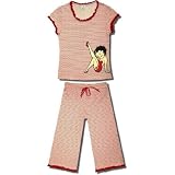 Betty Boop Leg Kick Short-sleeve Capri Pajamas w/polka dots for Juniors