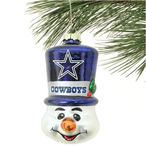 Dallas Cowboys Top Hat Snowman Blown Glass Ornament