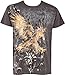 Sakkas Clutching Eagle & Fleur De Lis Metallic Silver Embossed Cotton T-Shirt