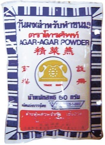 Brand Telephone Agar-Agar Powder Size 50 g. Made in Thailand by Thai Foods