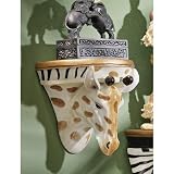 African Wildlife Giraffe Wall Shelf Sculpture Statue