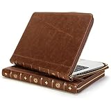 GMYLE Book Case Vintage for MacBook Pro 15 inch / Pro Retina 15 inch- Brown PU Leather Laptop Zipped Case Cover