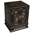 EXP Handmade Oriental furniture-23" Antique Style Black Leather End Table - Bas-Relief Floral Design