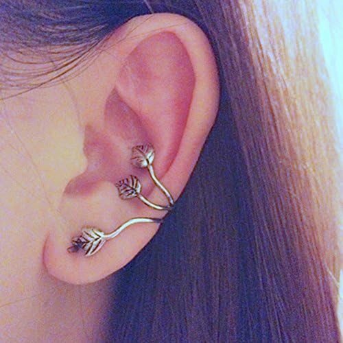 JEW JEWLY [NewYearSale]Leaves Ear Clip Earring Puck Rock Style Earring with Antique Brass for Left Ear(1 Piece)
