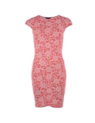 General Print Cap Sleeves Lace Viscose Club Dress 