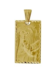 14k Yellow Gold, Baptism Christening Pendant Charm Rectangle 13mm Wide