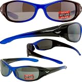 SUNGLASSES SAXON UV400 EYEWEAR FLASH MIRROR LENSES SAFETY GLASSES (BLUE/BLACK FRAME)