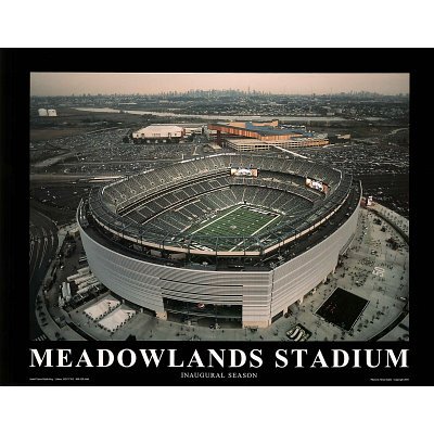 Professionally Framed New York Jets New Meadowlands Stadium Inaugural Season Sports Poster Print - 11x14 with RichAndFramous Black Wood Frame