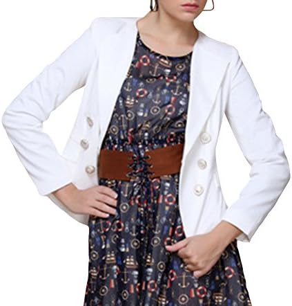 IDNS Women's Formal Work Wear Mid Long Outercoat Slim Fit Blazer XL White