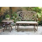 Darlee Florence Cast Aluminum Outdoor Patio Glider Bench With End Table - 21 Inch Square - Antique Bronze