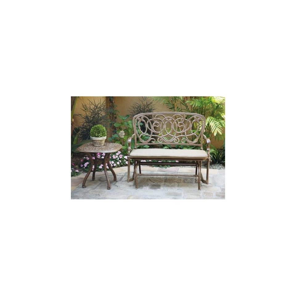Darlee Florence 2 Person Cast Aluminum Patio Bench Glider Conversation Set Antique Bronze On Popscreen