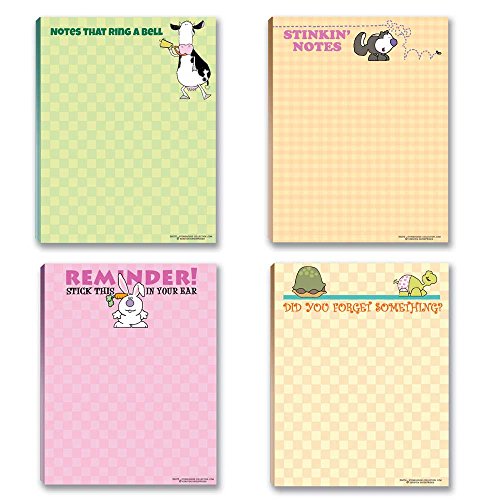 Cute Humorous Notepads – 4 Assorted Funny Note Pads