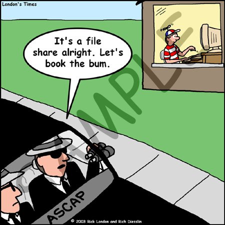 Londons Times Funny Society Cartoons - Illegal Downloading of Music - Desk Clocks