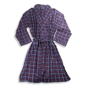State O Maine - Mens Big And Tall Flannel Plaid Robe, Burgundy, Navy