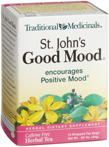 Traditional Medicinals St.Johns Good Mood Herbal Tea, 16-Cjount Wrapped Tea Bags (Pack of 6)
