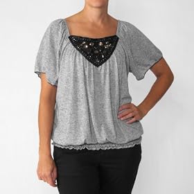 Buy California Bloom Ladies Beaded Neck Banded Bottom Knit Top