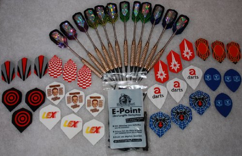 Dartpfeile 12 Stück mit 30 Flys und 100 Spitzen