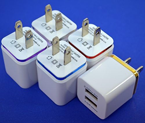 Electronics Florida(TM) Universal -> Dual USB Wall Charger Made for , Samsung Galaxy S5 S4 S3 Note 2 3, Iphone 6 6 Plus 5 5s 5c 4S, Ipad 2 3 4, Ipad Mini, Ipod Touch, Ipod Nano And Most Android Phons (Lot Of 5 - Mix Colors)