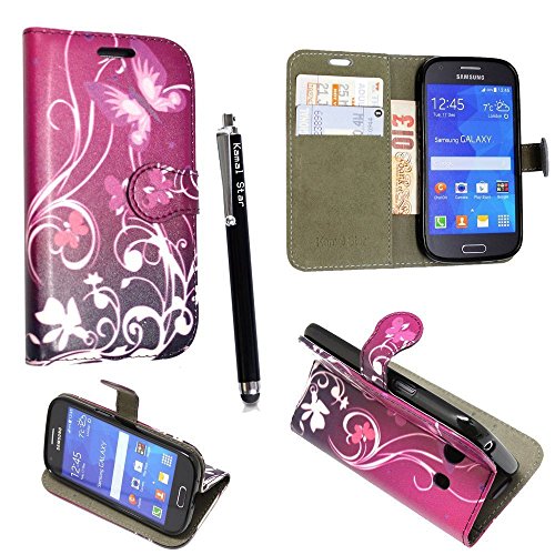  SAMSUNG GALAXY A3 PU LEATHER MAGNETIC FLIP CASE COVER POUCH+STYLUS (Purple Butterfly Book)