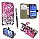  SAMSUNG GALAXY A3 PU LEATHER MAGNETIC FLIP CASE COVER POUCH+STYLUS (Purple Butterfly Book)